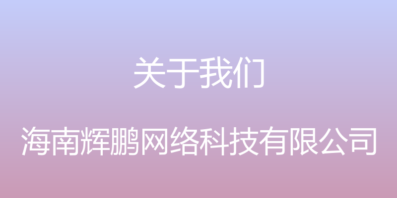 关于我们 - 海南辉鹏网络科技有限公司