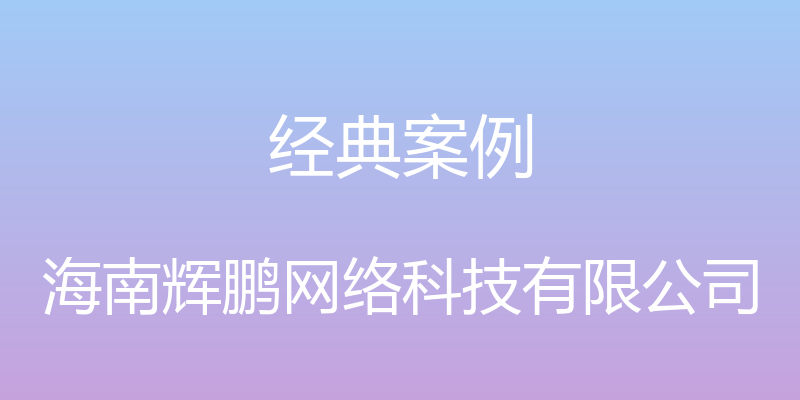 经典案例 - 海南辉鹏网络科技有限公司