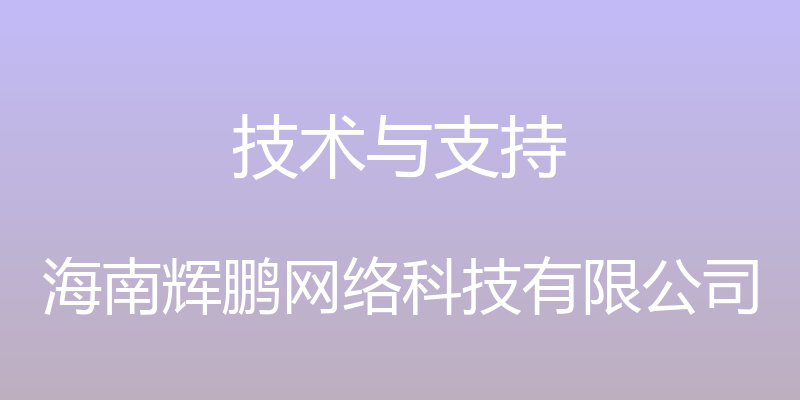 技术与支持 - 海南辉鹏网络科技有限公司