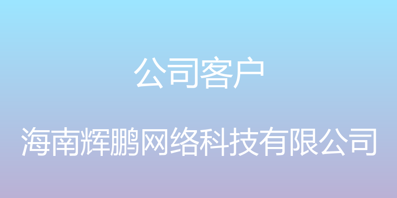 公司客户 - 海南辉鹏网络科技有限公司