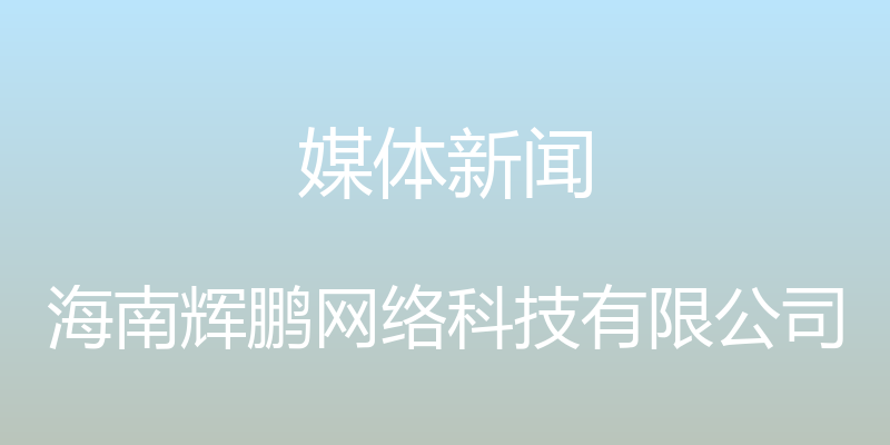 媒体新闻 - 海南辉鹏网络科技有限公司