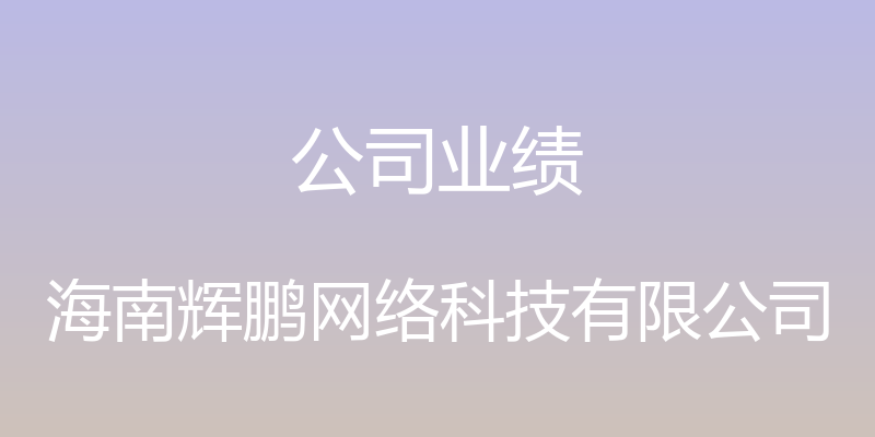 公司业绩 - 海南辉鹏网络科技有限公司